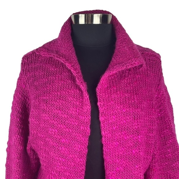 SIGRID OLSEN SO BLUE CHUNKY KNIT WOOL BLEND OPEN FRONT CARDIGAN SWEATER - Picture 7 of 13